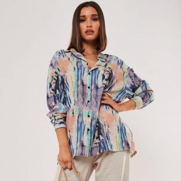 Blue Tie Dye Extreme Oversized Satin 